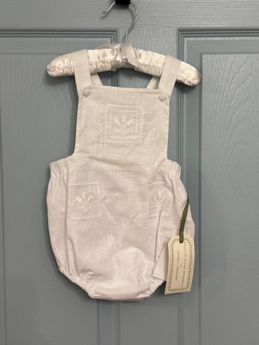 Edgehill Collection x Kristin Ellen Hockman White Linen Bubble Sunsuit 24 m NWT
